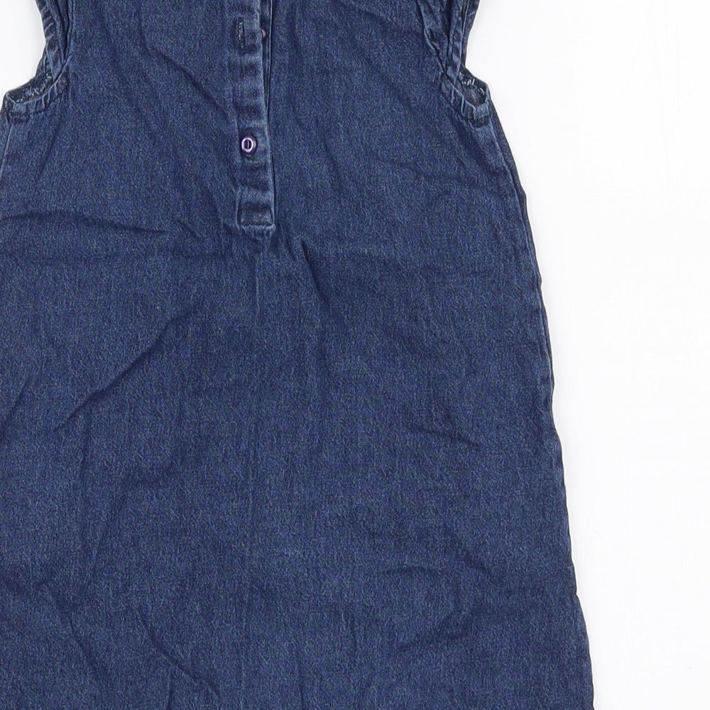 Matalan Girls Blue  100% Cotton A-Line  Size 2-3 Years  Round Neck Button