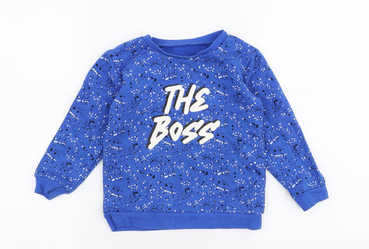 Dunnes Stores Boys Blue  Cotton Pullover Sweatshirt Size 3-4 Years  Pullover - The boss