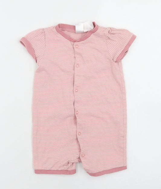 H&M Girls Pink Striped Cotton Romper One-Piece Size 6-9 Months  Snap