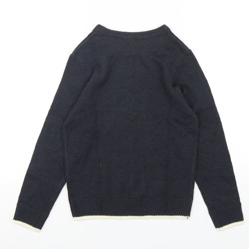 H&M Boys Blue Round Neck  Acrylic Pullover Jumper Size 7-8 Years  Pullover