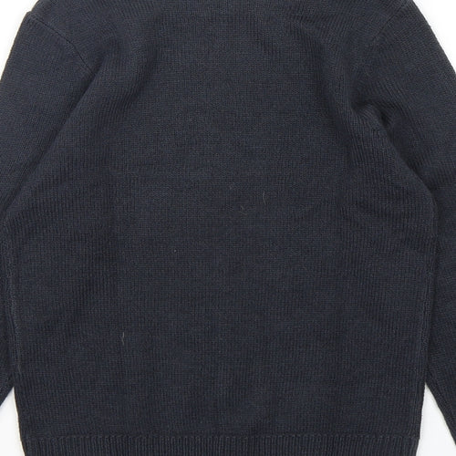H&M Boys Blue Round Neck  Acrylic Pullover Jumper Size 7-8 Years  Pullover