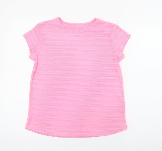 Dunnes Stores Womens Pink  Polyester Basic T-Shirt Size XS Crew Neck