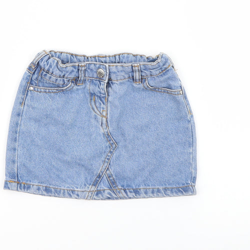 Denim 365` Girls Blue  Cotton Mini Skirt Size 4-5 Years  Regular Button