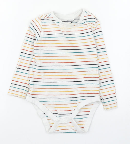 F&F Baby Multicoloured Striped Cotton Babygrow One-Piece Size 12-18 Months  Button