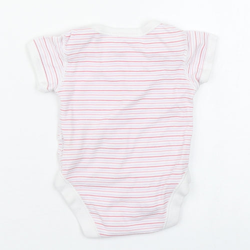Marks and Spencer Girls Pink Striped 100% Cotton Babygrow One-Piece Size 0-3 Months  Button