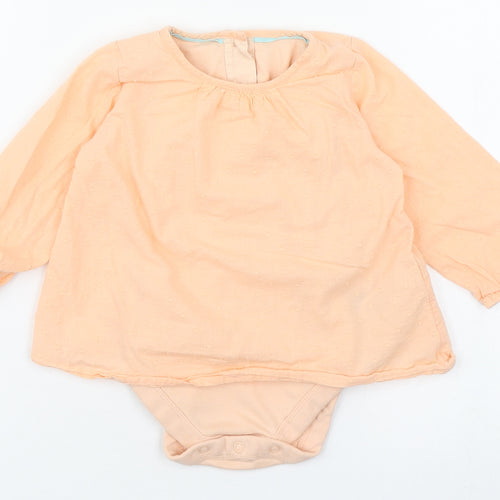 Marks and Spencer Girls Orange  Cotton Babygrow One-Piece Size 6-9 Months  Button