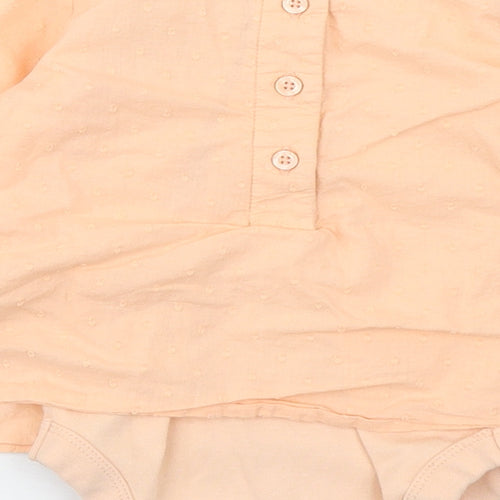 Marks and Spencer Girls Orange  Cotton Babygrow One-Piece Size 6-9 Months  Button