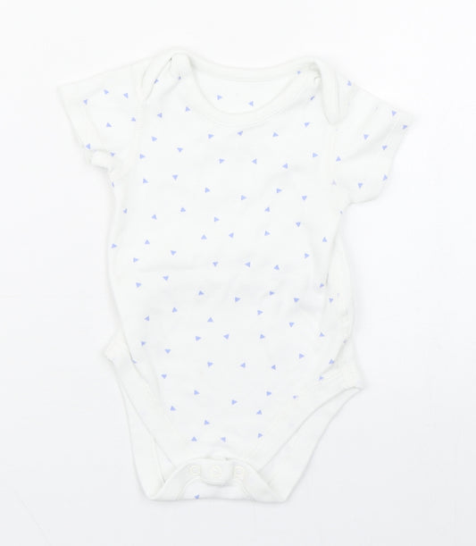 Marks1 Baby White Geometric 100% Cotton Babygrow One-Piece Size 6-9 Months  Button