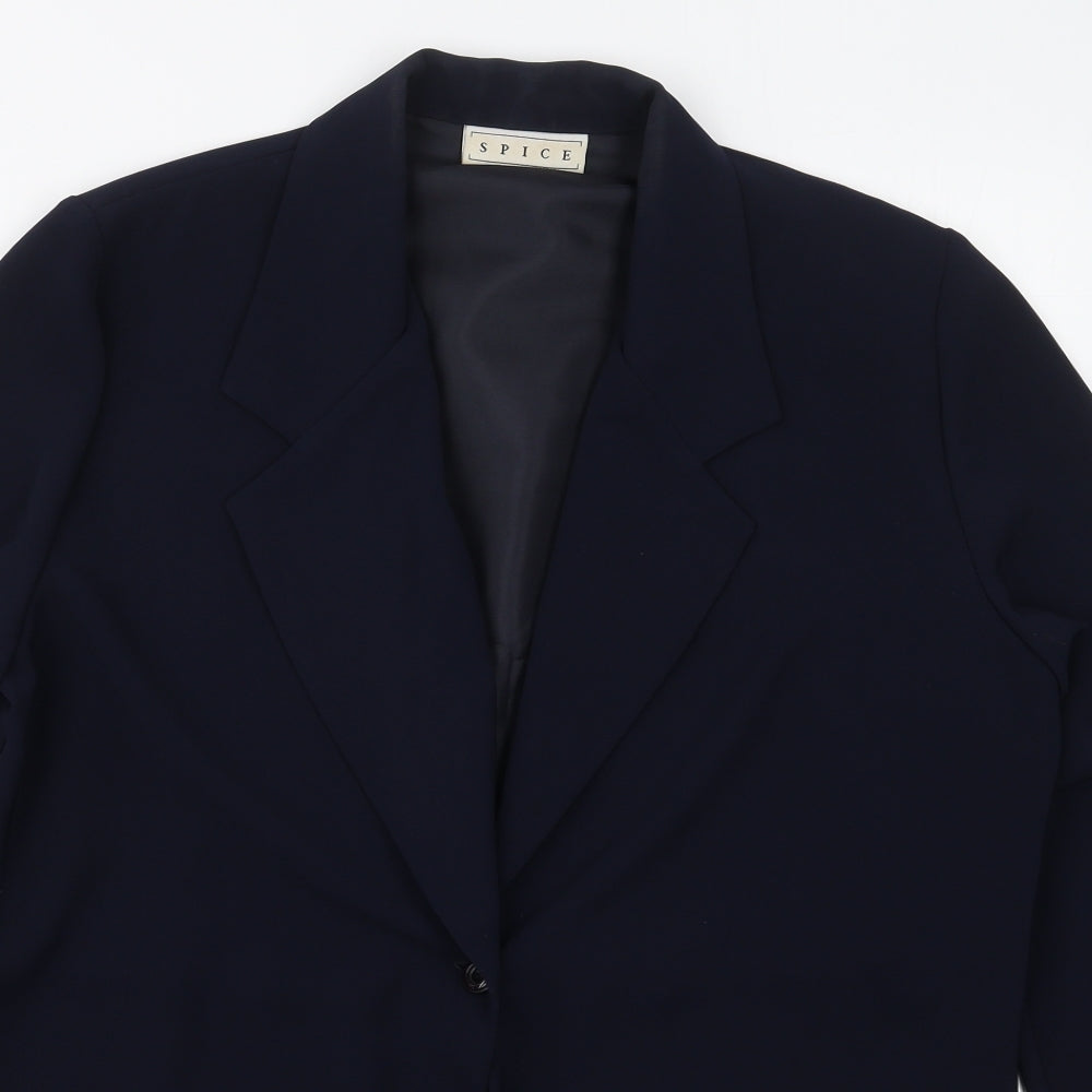 Spice Womens Blue  Polyester Jacket Blazer Size 12