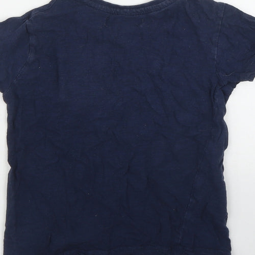 Minoti Boys Blue Striped Cotton Basic T-Shirt Size 6-7 Years Round Neck Pullover