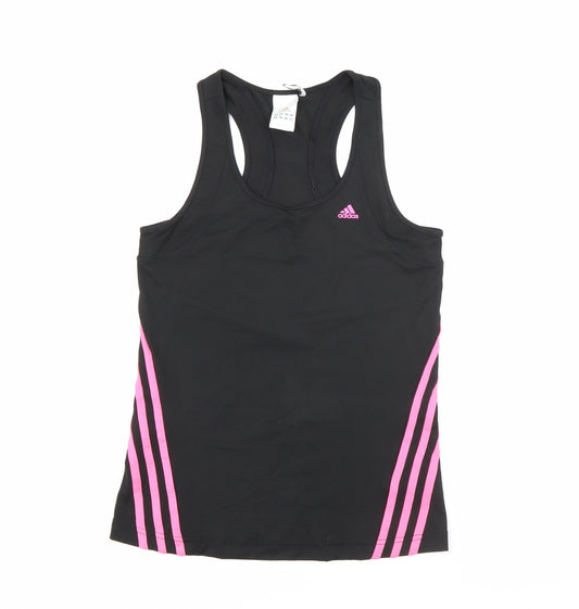 adidas Womens Black  Polyester Camisole Tank Size 8 Scoop Neck