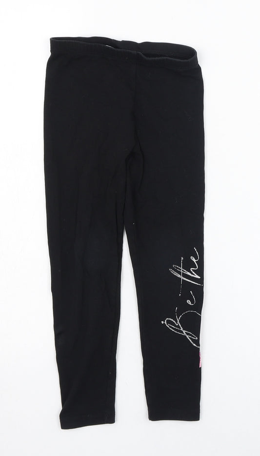 Matalan Girls Black  Cotton Jogger Trousers Size 6 Years  Regular Pullover - Be The Future, Leggings