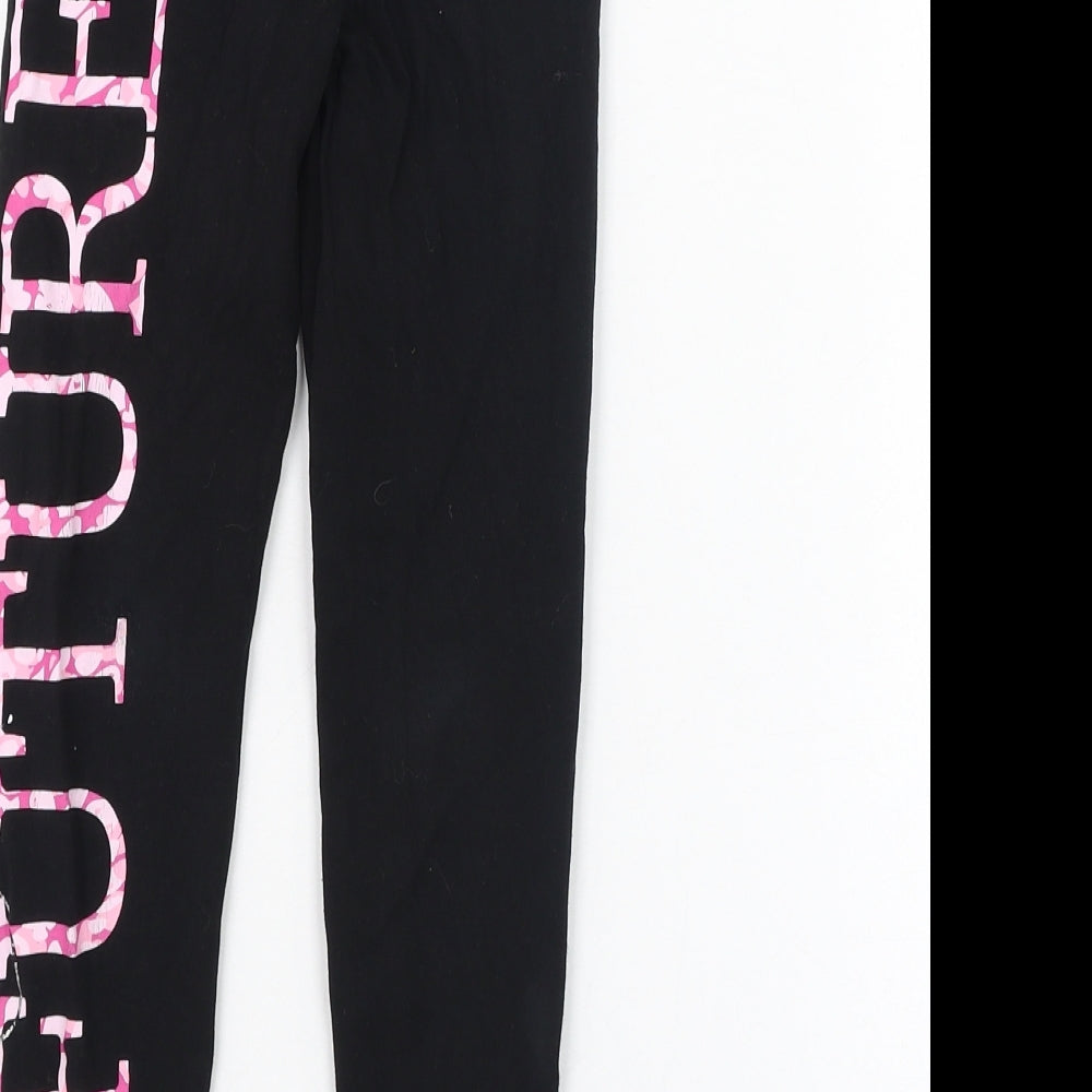 Matalan Girls Black  Cotton Jogger Trousers Size 6 Years  Regular Pullover - Be The Future, Leggings