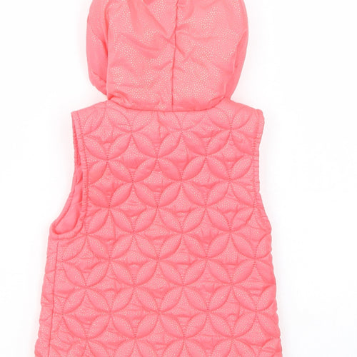 Little Lass Girls Pink Polka Dot  Gilet Waistcoat Size 4 Years  Zip