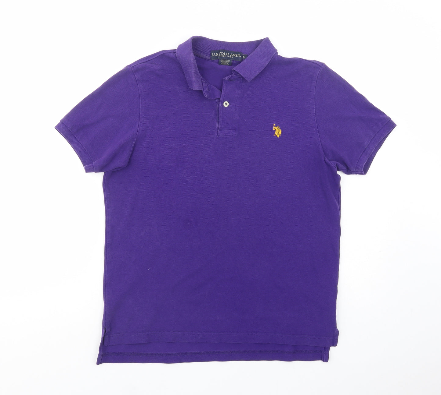 US Polo Assn. Mens Purple  Cotton  Polo Size S Collared Button