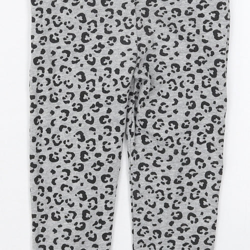 Matalan Girls Grey Animal Print Cotton Carrot Trousers Size 2-3 Years  Regular