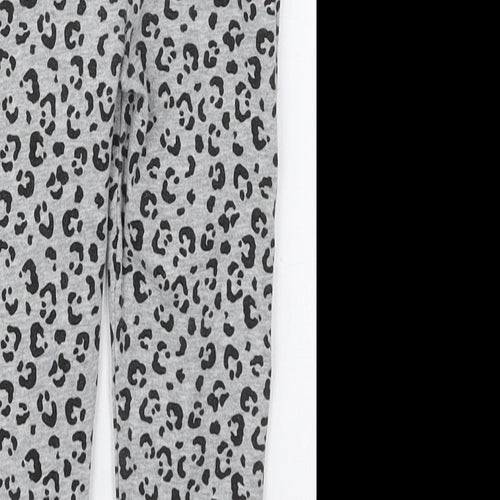 Matalan Girls Grey Animal Print Cotton Carrot Trousers Size 2-3 Years  Regular