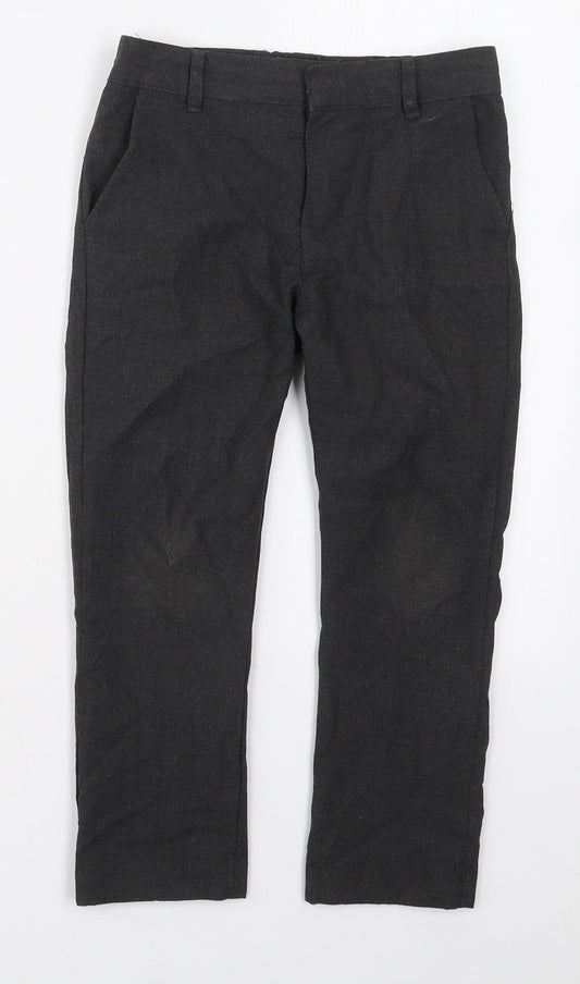 F&F Boys Grey  Polyester Dress Pants Trousers Size 5-6 Years  Regular Hook & Eye