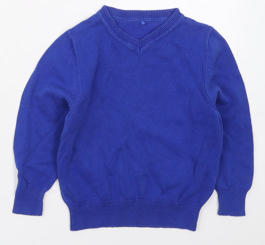 George Boys Blue V-Neck  Cotton Pullover Jumper Size 3-4 Years  Pullover