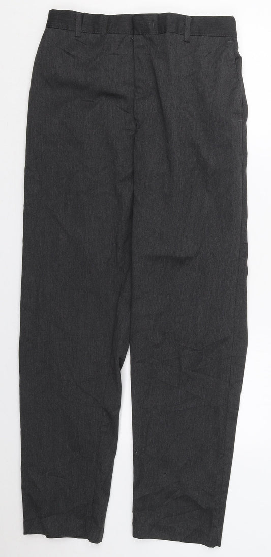 Preworn Mens Grey  Polyester Trousers  Size 30 L29 in Regular Hook & Eye