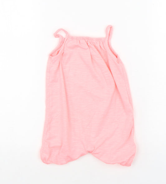 F&F Girls Pink  Polyester Dungaree One-Piece Size 9-12 Months