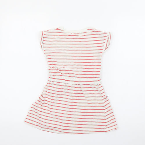 RTR Girls Red Striped Cotton T-Shirt Dress  Size 5 Years  Crew Neck