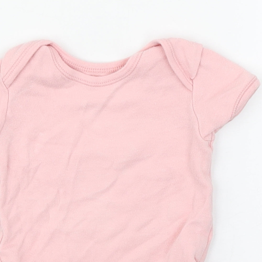 George Girls Pink  100% Cotton Babygrow One-Piece Size 6-9 Months  Button