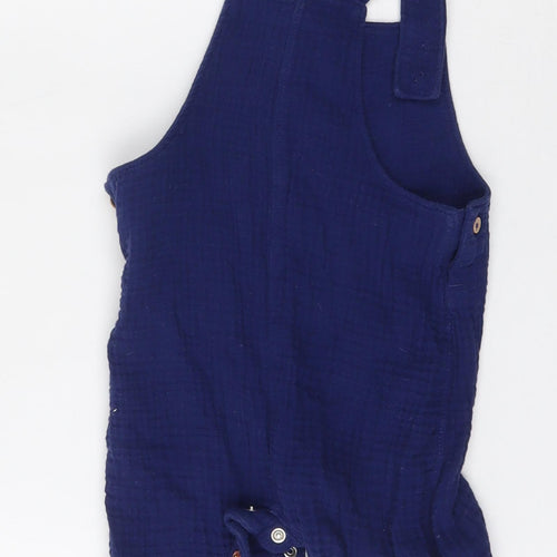 Tesco Girls Blue  Cotton Dungaree One-Piece Size 6-9 Months