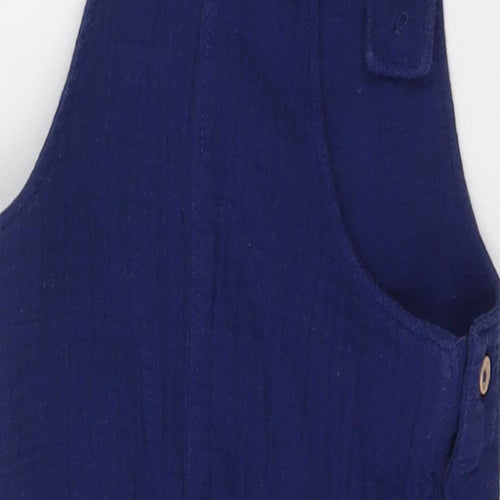 Tesco Girls Blue  Cotton Dungaree One-Piece Size 6-9 Months