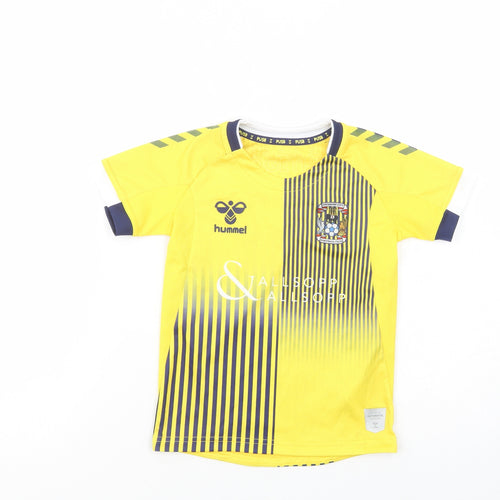Hummel Boys Yellow  Polyester Pullover T-Shirt Size 3-4 Years Crew Neck Pullover - Coventry City FC