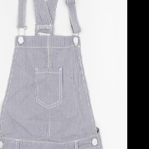 La Redoute Girls Blue Striped 100% Cotton Dungaree One-Piece Size 12 Years  Button