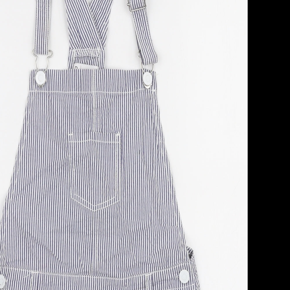 La Redoute Girls Blue Striped 100% Cotton Dungaree One-Piece Size 12 Years  Button