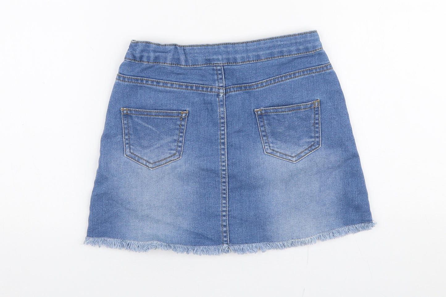 Denim Co Girls Blue  Cotton A-Line Skirt Size 6-7 Years  Regular Button