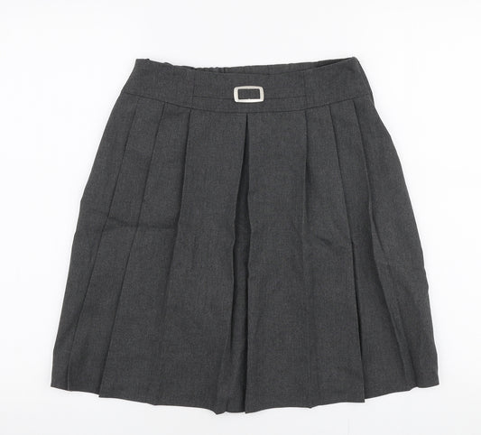 Marks and Spencer Girls Grey  Polyester Pleated Skirt Size 12-13 Years  Regular Zip