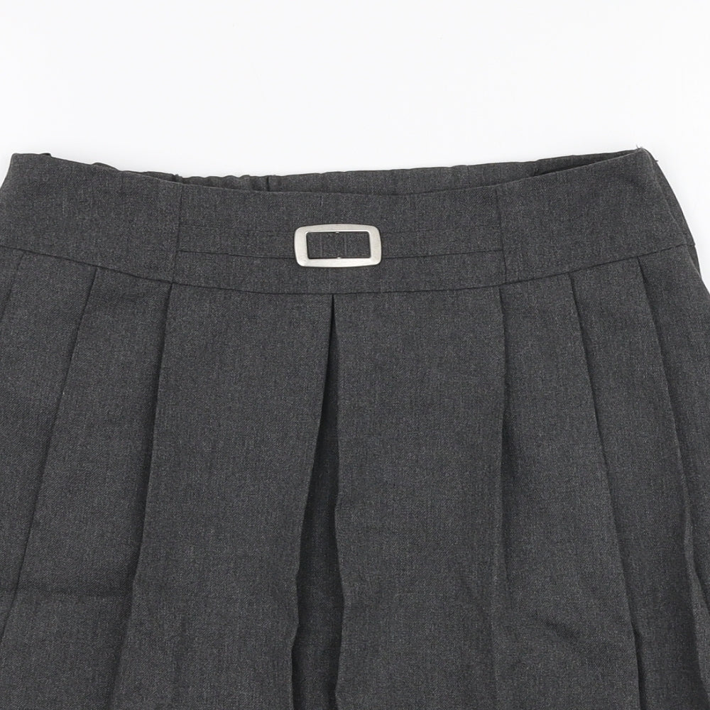 Marks and Spencer Girls Grey  Polyester Pleated Skirt Size 12-13 Years  Regular Zip
