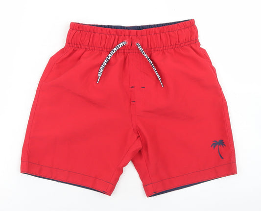 Rebel Boys Red  Polyester Bermuda Shorts Size 8-9 Years  Regular Drawstring