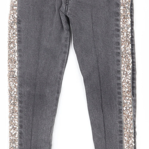 F&F Girls Grey  Cotton Skinny Jeans Size 5-6 Years  Regular Zip