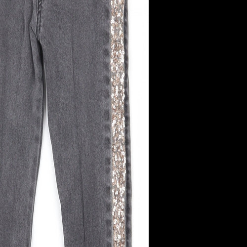 F&F Girls Grey  Cotton Skinny Jeans Size 5-6 Years  Regular Zip