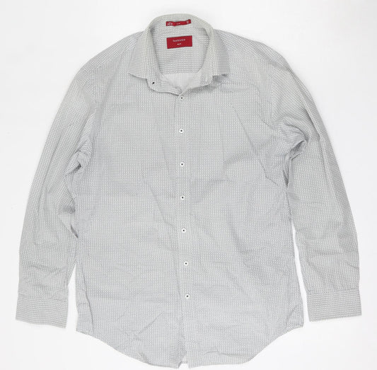 Van Heusen Mens Multicoloured Geometric Cotton  Dress Shirt Size M Collared Button