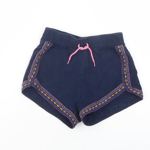 Dunnes Stores Girls Blue  Cotton Bermuda Shorts Size 8 Years  Regular Drawstring