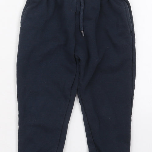 Dunnes Boys Blue  Cotton Sweatpants Trousers Size 3 Years  Regular Drawstring