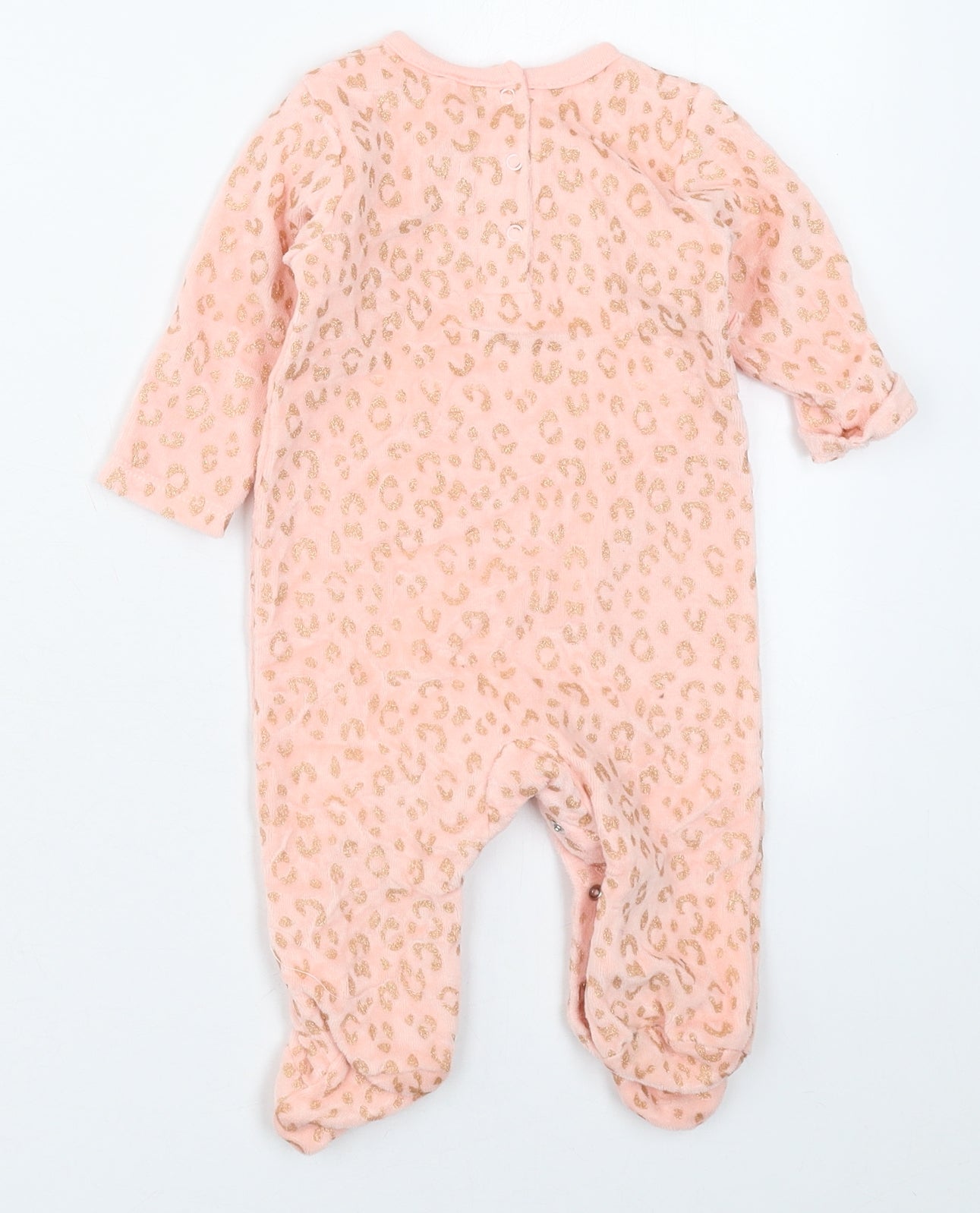Chick Pea Girls Pink Animal Print Cotton Coverall One-Piece Size 3-6 Months  Button