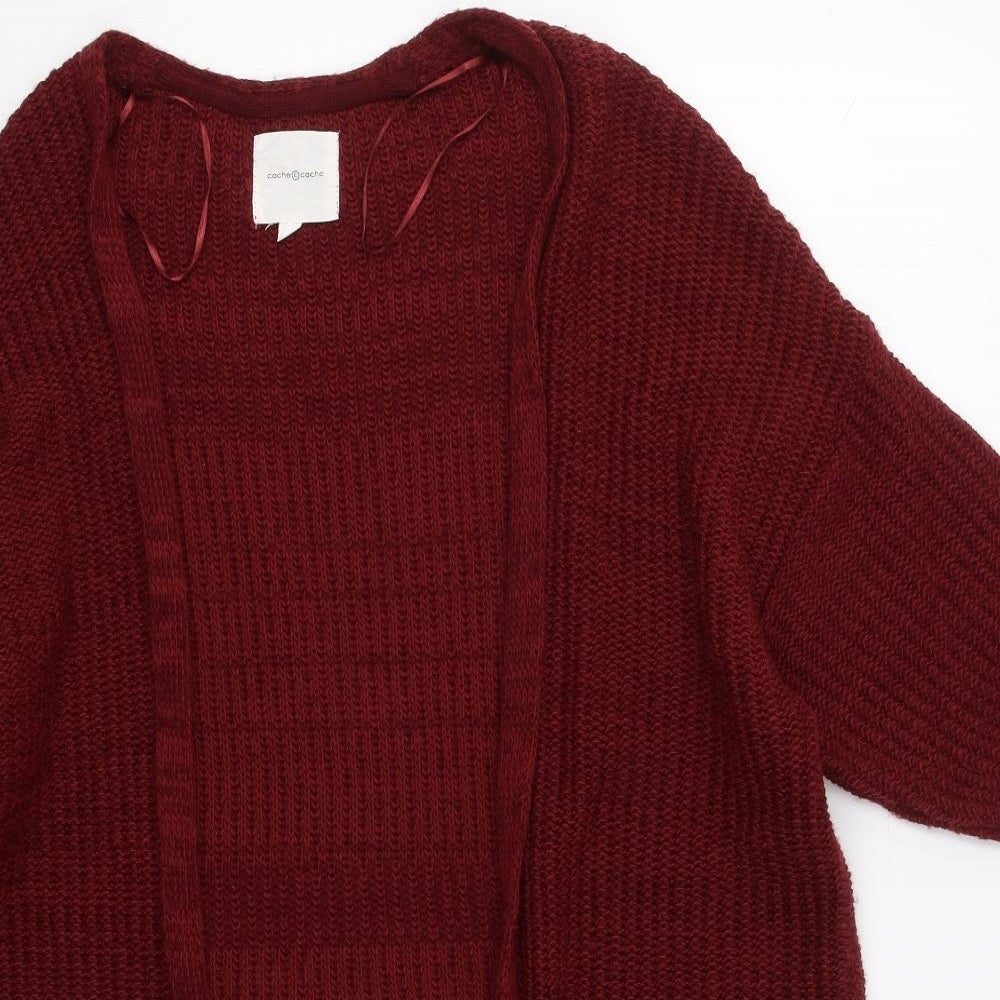 Cache Cache Womens Red V-Neck  Acrylic Cardigan Jumper Size 4
