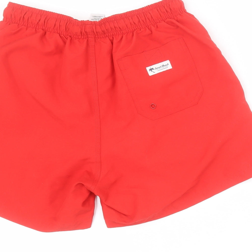 F&F Mens Red  Polyester Chino Shorts Size S L6 in Regular Drawstring - Swim short