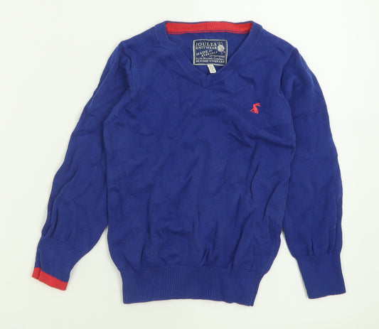 Joules Boys Blue V-Neck  Cotton Pullover Jumper Size 7 Years  Pullover