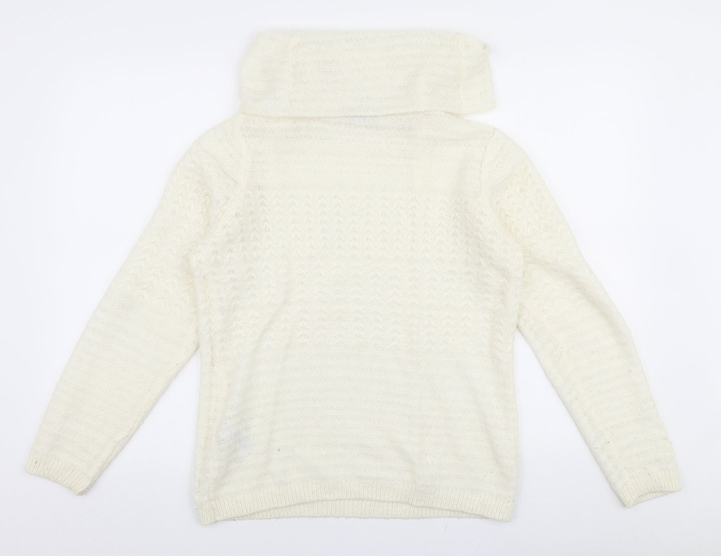 Marks and Spencer Womens Ivory Roll Neck  Acrylic Pullover Jumper Size 12