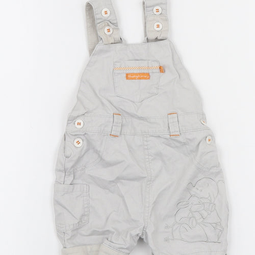 Mothercare Boys Grey  100% Cotton Dungaree One-Piece Size 0-3 Months  Button - Elephant