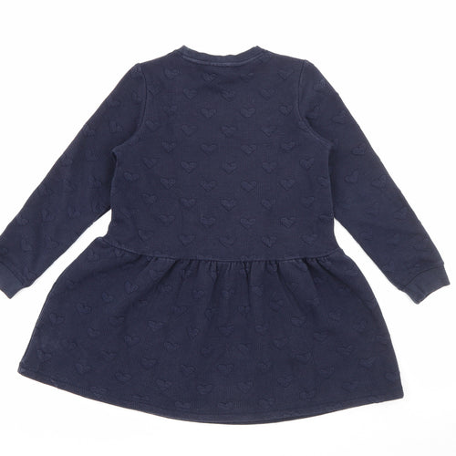 H&M Girls Blue  Cotton Fit & Flare  Size 7-8 Years  Crew Neck