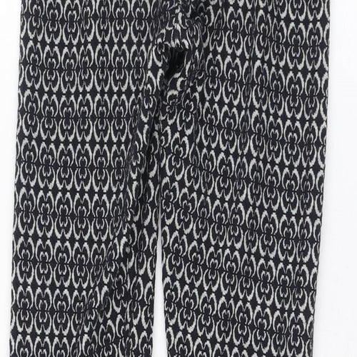 Topshop Womens Black Geometric Polyester Capri Leggings Size 8 L28 in
