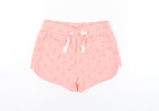 Dunnes Stores Girls Pink  Cotton Sweat Shorts Size 6-7 Years  Regular  - Sea Shell